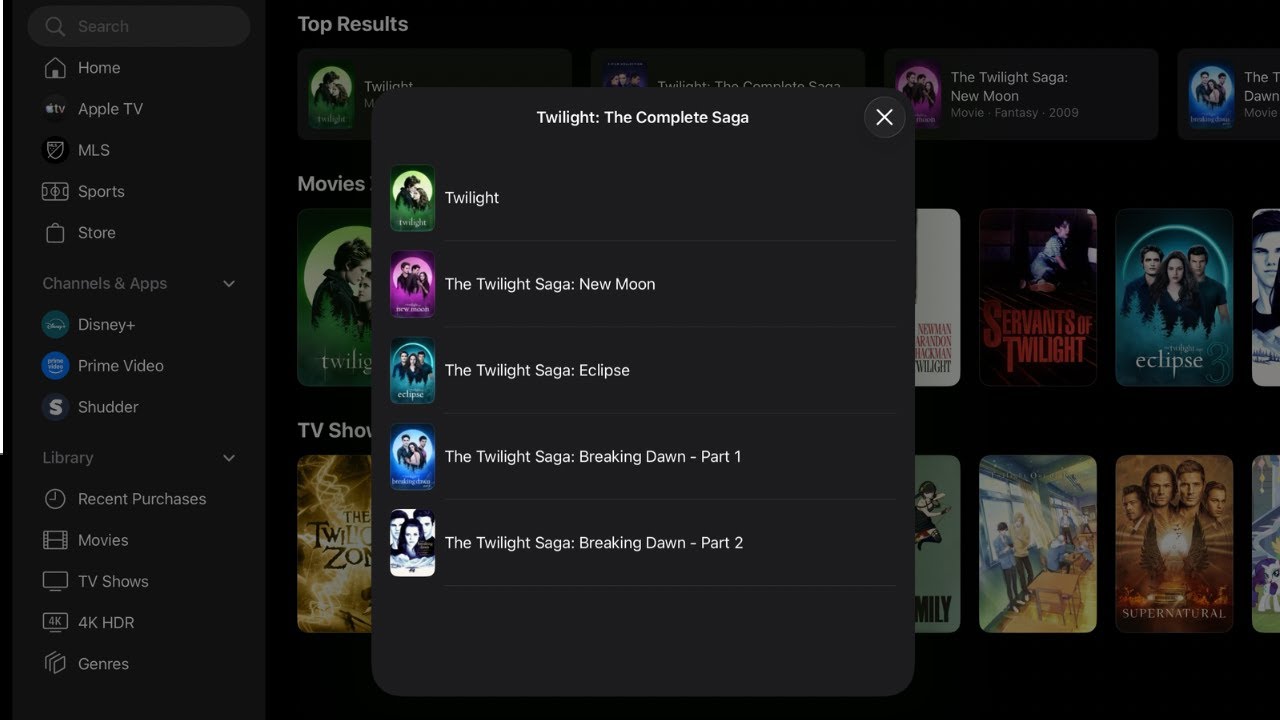 Как купить фильм «Сумерки: Полная сага» в приложении Apple TV