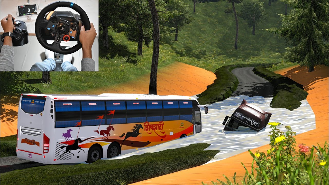 Indian Bus Driver Vs Bad Road | Volvo bus driving | Euro truck simulator 2 with bus mod