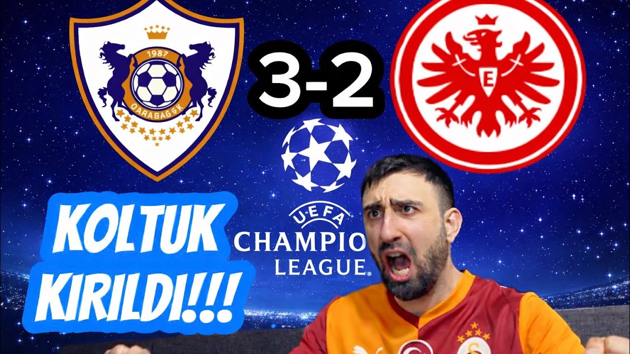 KARABAĞ 3-2 FRANKFURT MAÇI TEPKİ VİDEOSU SON DAKİKADA GOL OLDU KOLTUK KIRILDI #qarabağ #qarabağfk 
