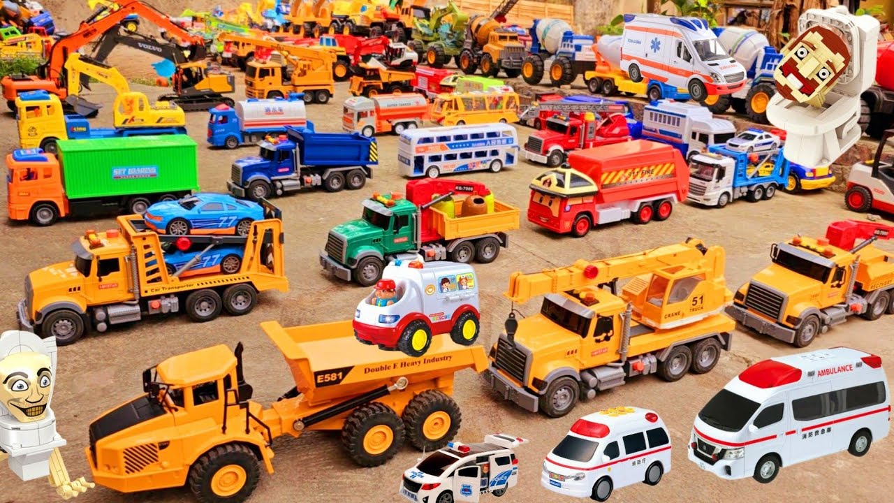 Unboxing stunts RC racing car, EV PAW Patrol excavator, EV McQueen transforming car, RC Lexus car