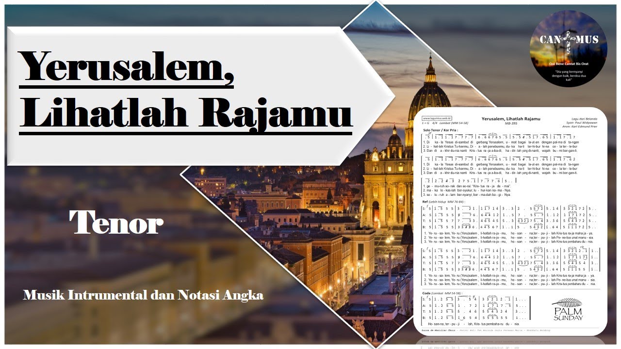 Yerusalem, Lihatlah Rajamu Tenor (Notasi Angka)