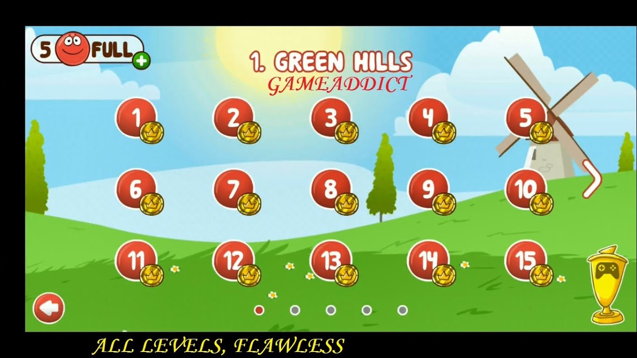 RED BALL 4 : GREEN HILLS, ALL LEVELS FLAWLESS (With Timestamps), NO DAMAGE