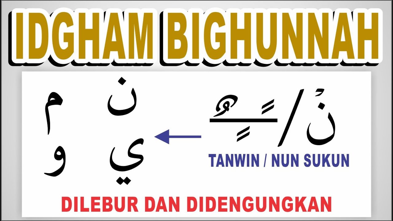 IDGHAM BIGHUNNAH LEBUR DAN DI DENGUNGKAN  -HUKUM NUN SUKUN DAN TANWIN || BELAJAR TAJWID