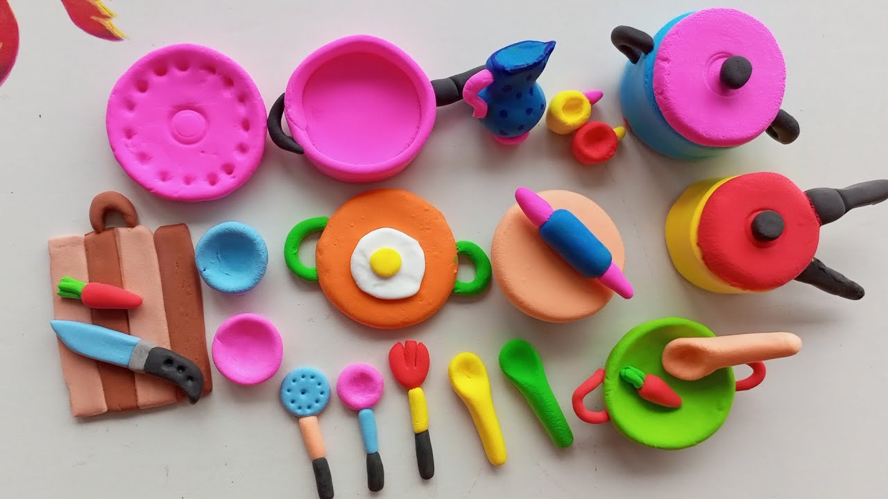 Amazing technique  make kitchen set with polymer clay,🌸 Miniture kitchen set for kids and girls.