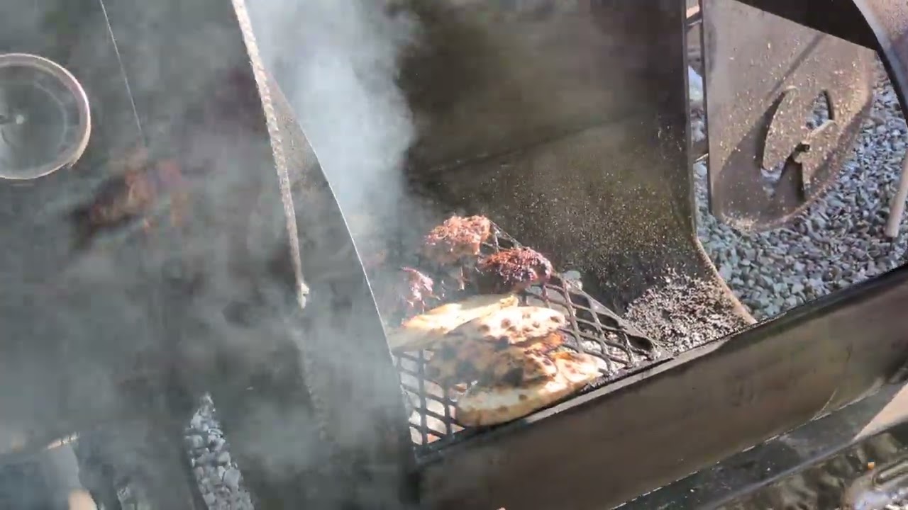 Grilling heavenly food and drinking heavenly water.