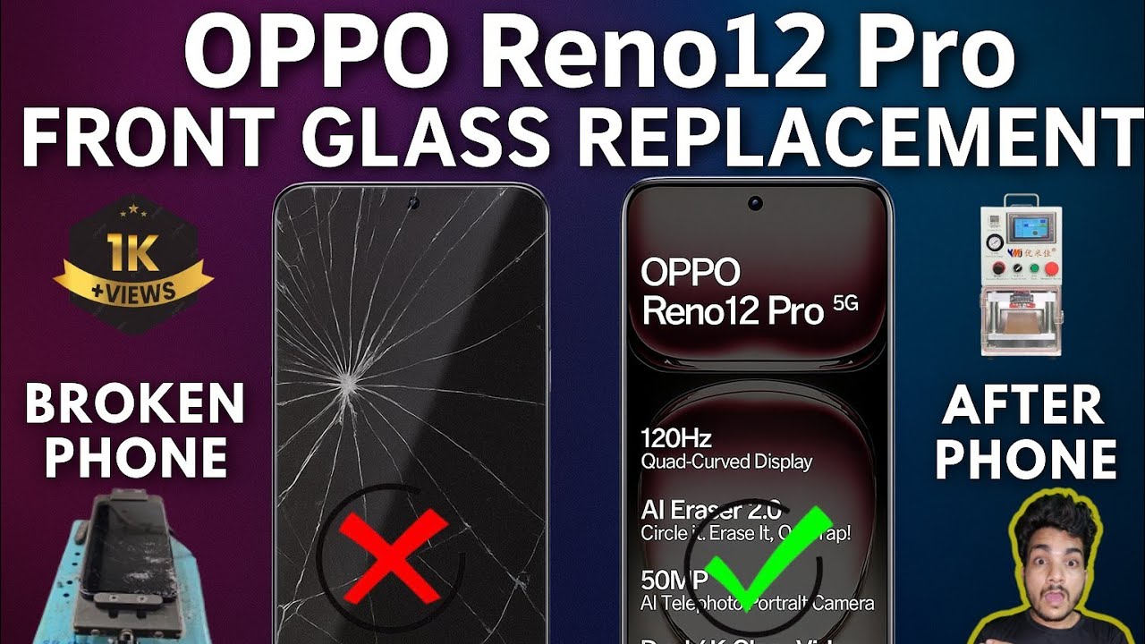 Oppo reno 12pro Front Glass Replacement ||Reno 12pro Glass change #opporeno12 #reno12pro #broken