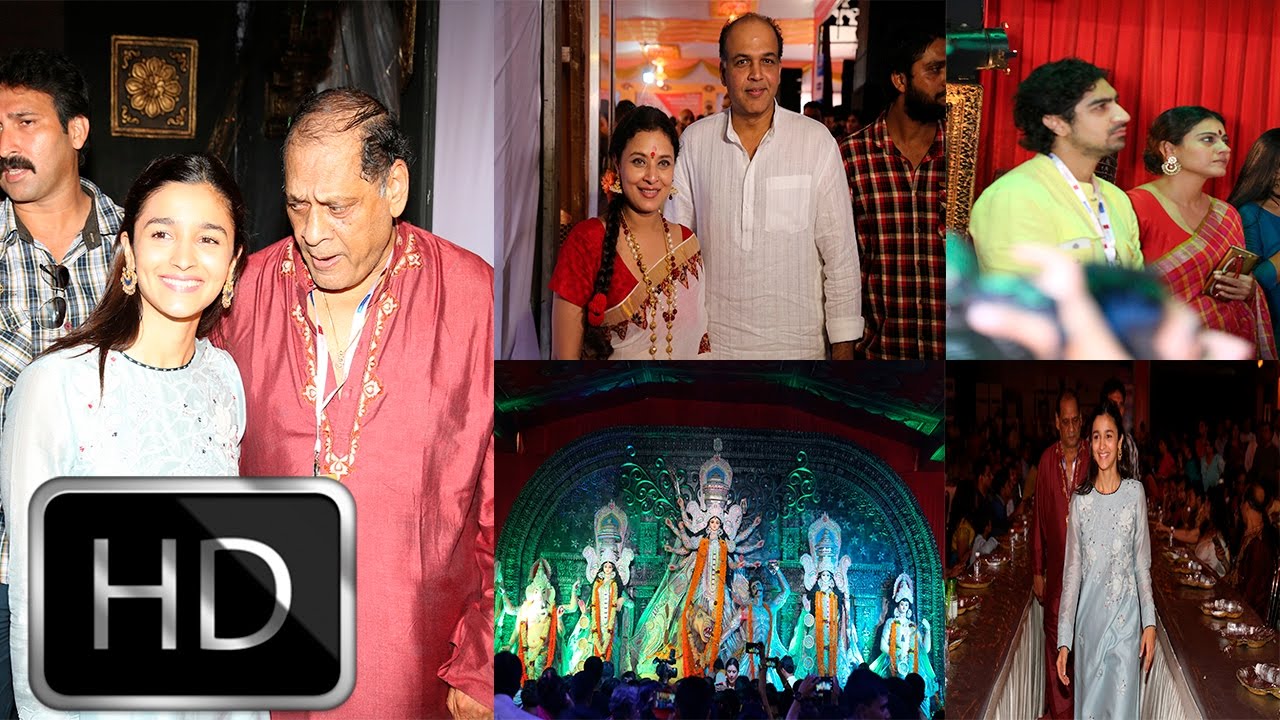 UNCUT - Kajol & Alia Bhatt Visit North Mumbai Durga Pooja 2016