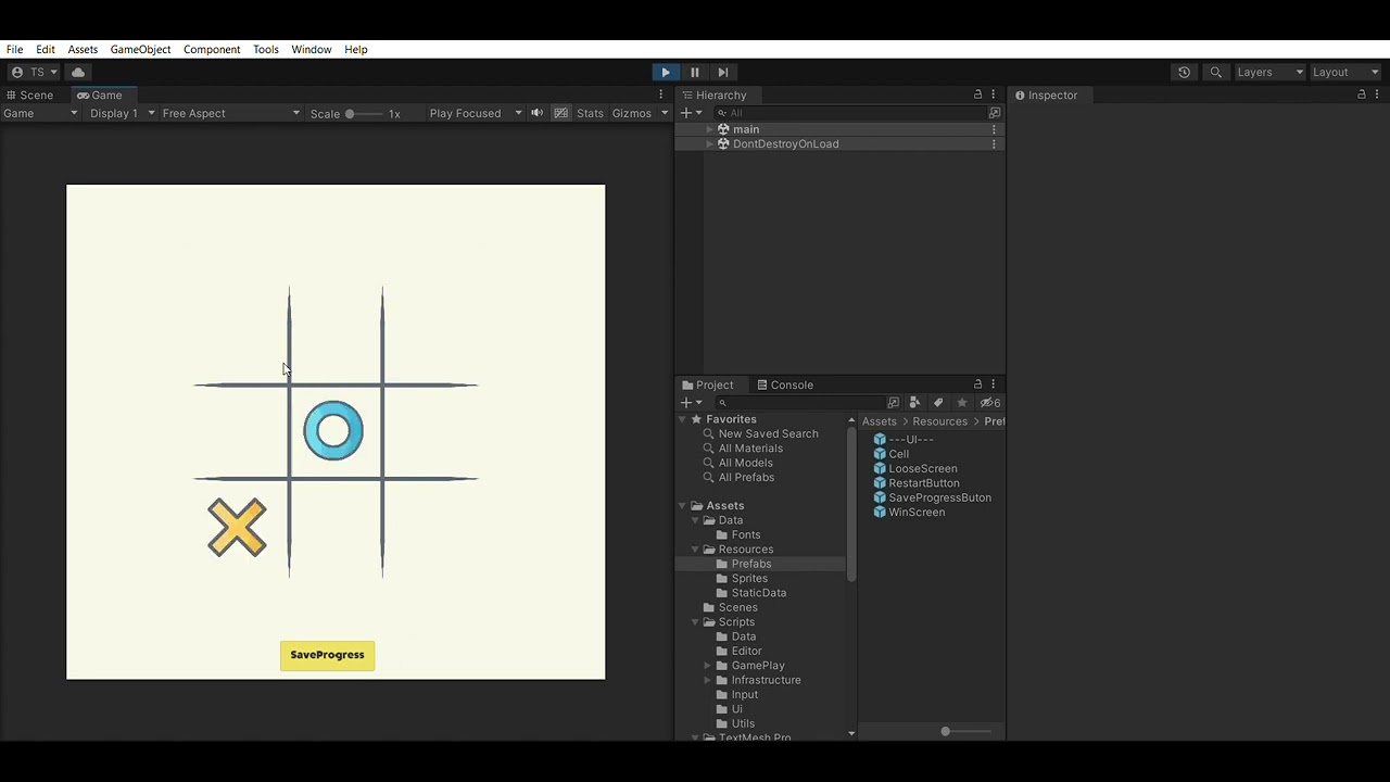 tic tac toe  with serialization to Json in Unity
