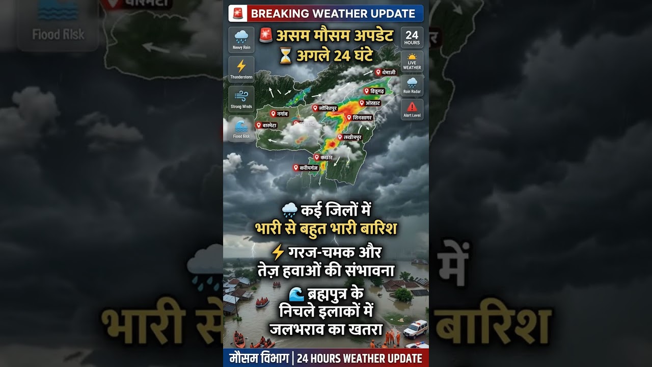 🌧️ Heavy Rain in Assam - #Assam #AssamRain #RedAlert #WeatherUpdate #Monsoon #weather #weathertoday