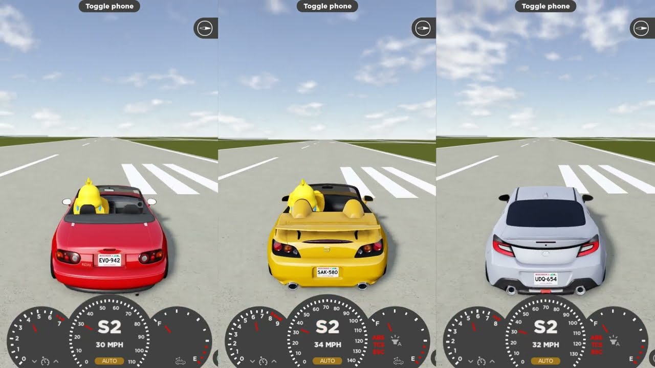 Roblox Greenville Mazda Miata vs Honda S2000 CR vs Toyota 86 (GR86)
