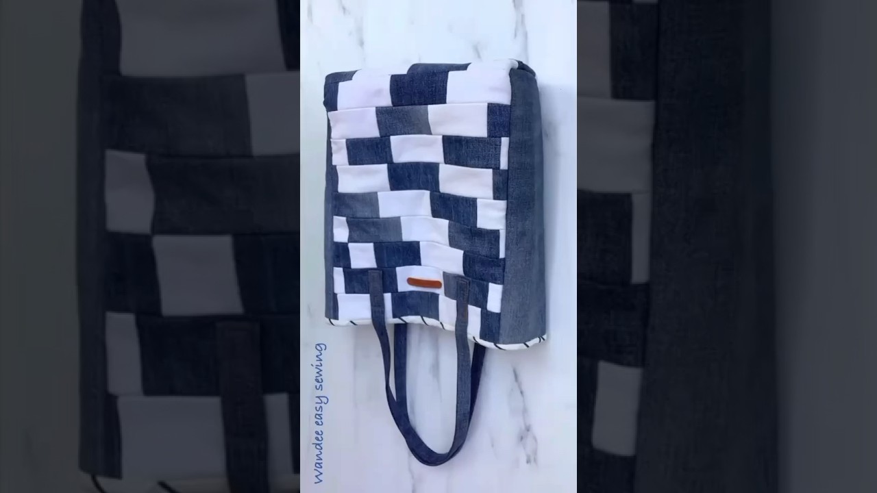 Sewing diy denim tote bag tutorial from old jeans #wandeeeasysewing #diytotebag #totebag #diyjbags