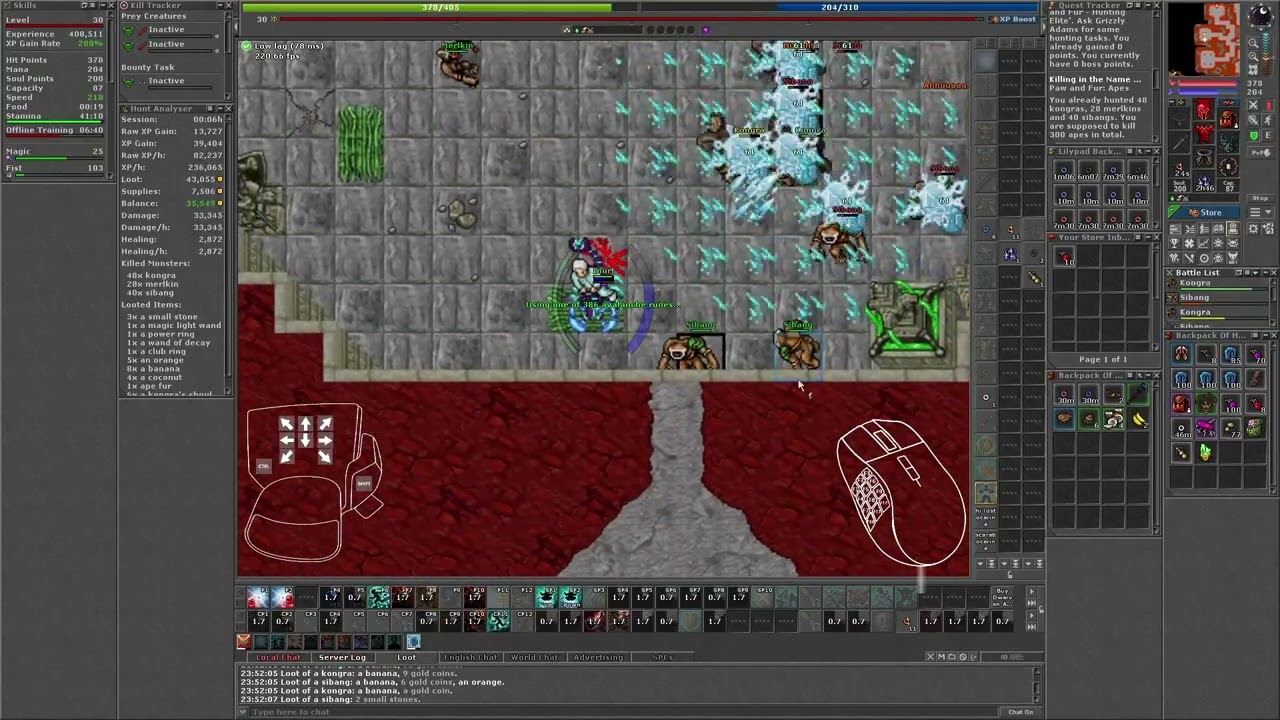 Tibia 30 Monk - Apes Task - Grizzly Adams 