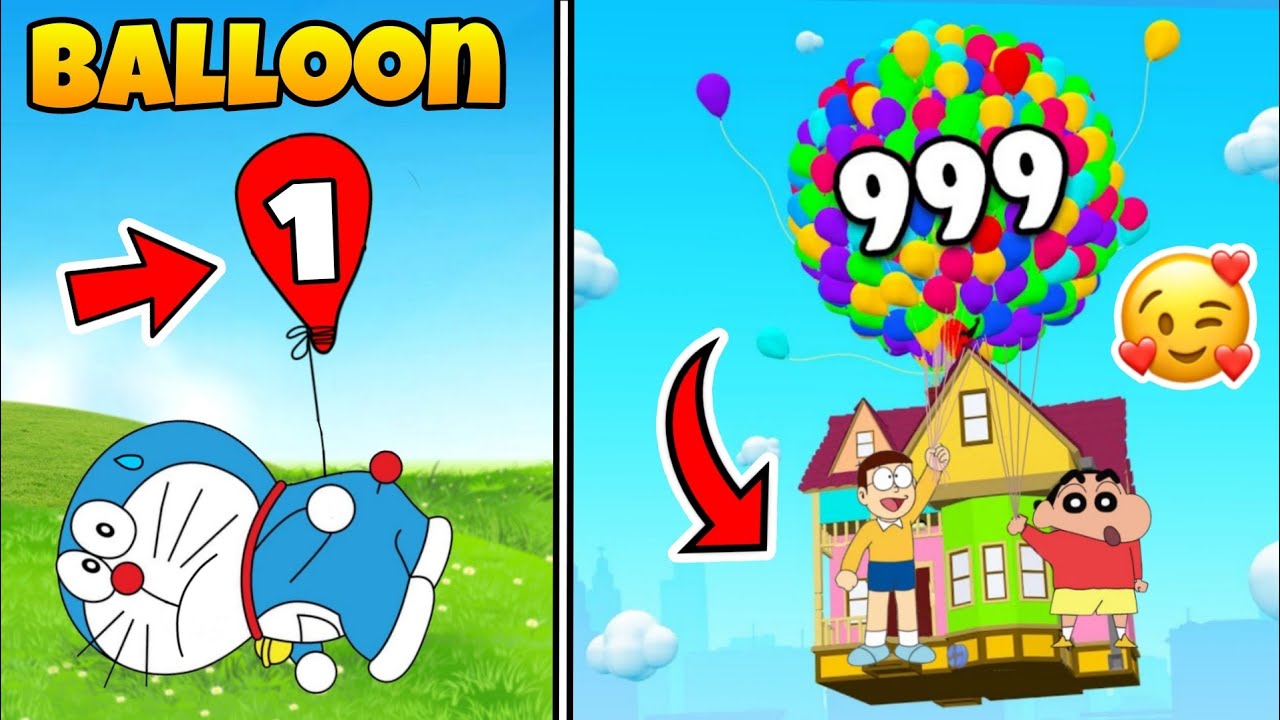 Shinchan And Nobita Play Big Balloons Challenge 😱😱 | Shinchan And Nobita Game | Funny Game