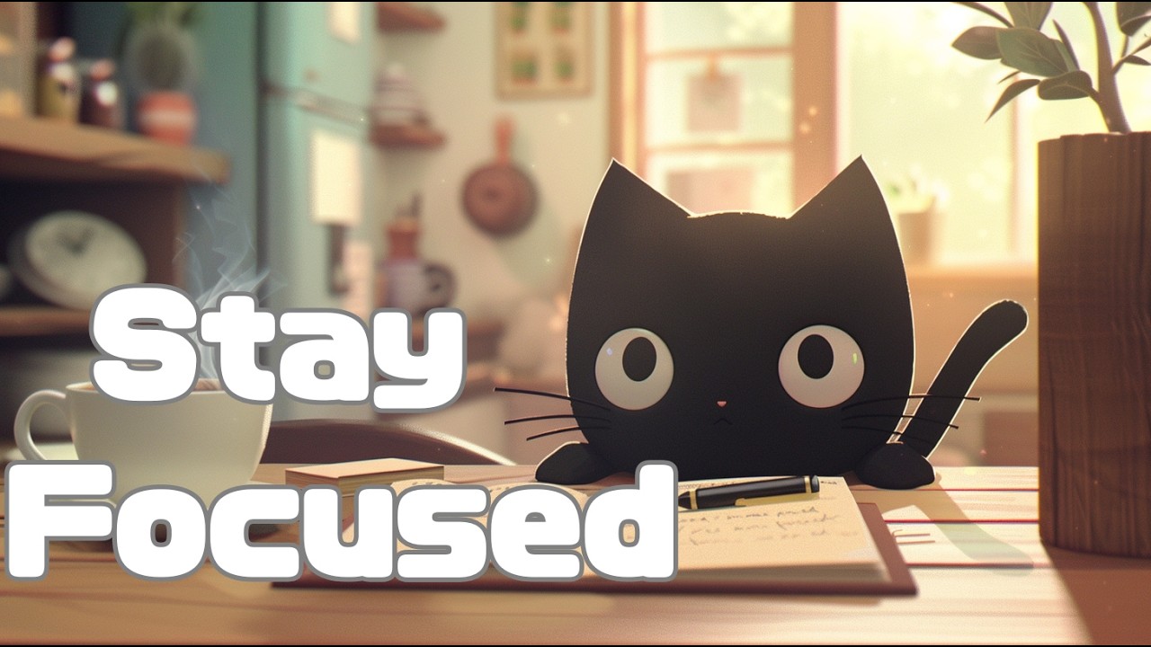 Soft Jazz Lofi for Studying | Cozy Black Cat Cafe (60 BPM)