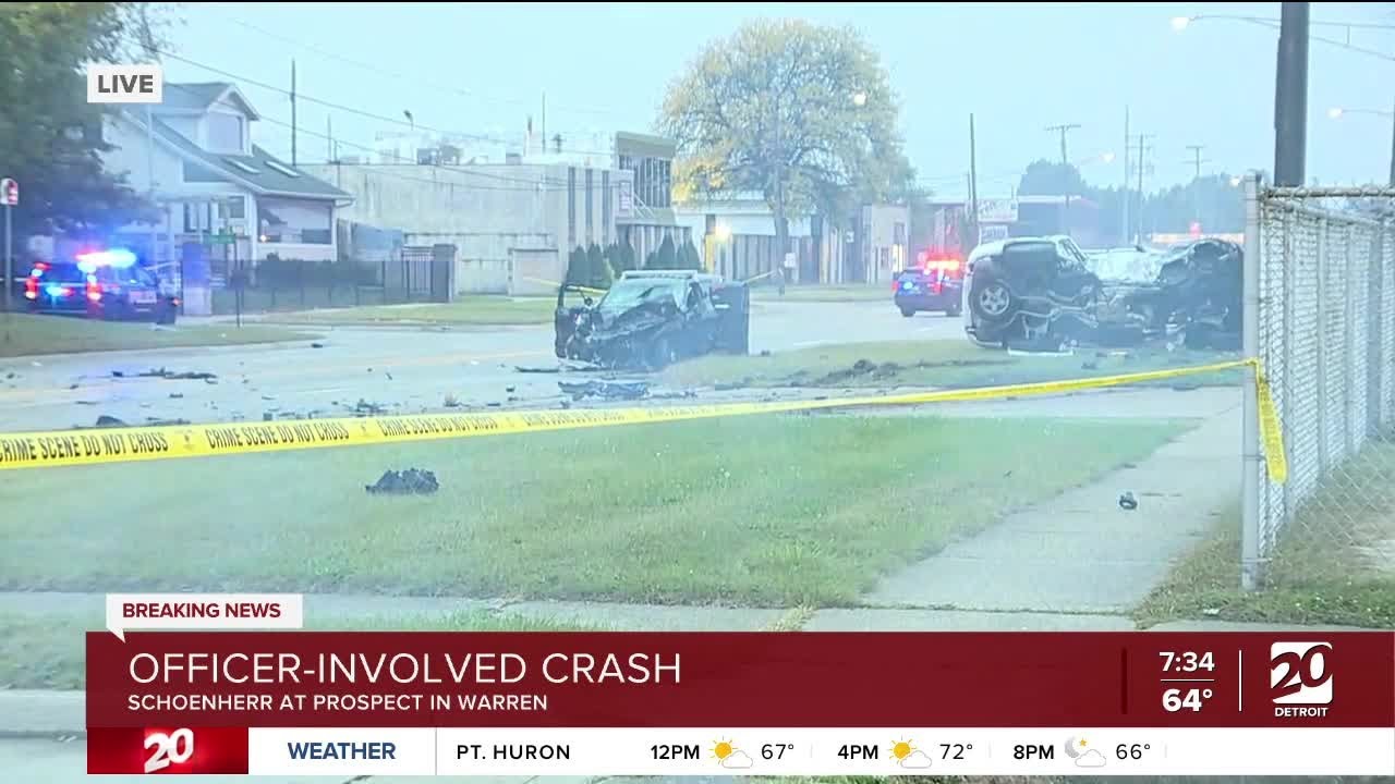 Two dead, two officers hospitalized in early morning Warren crash