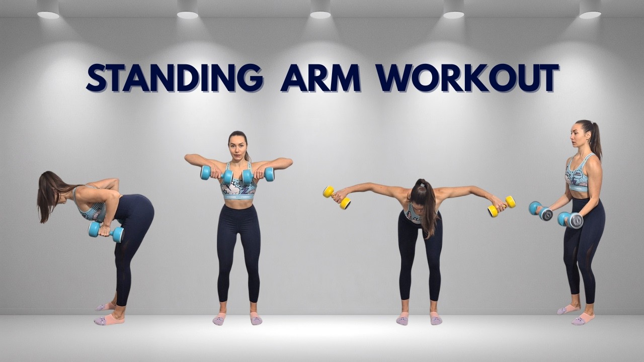 STANDING ARM WORKOUT | With Dumbbells | Biceps, Triceps and Shoulders  at Home Workout