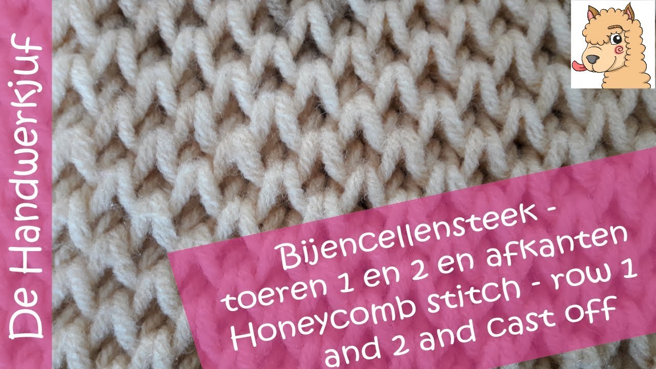 Breien: Bijencellensteek of Honingraatsteek of Hexagonsteek - deel 4 Toer 1 & 2 nogmaals en afkanten
