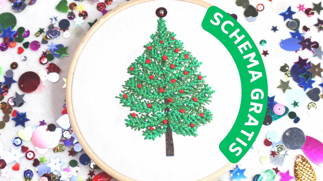 Ricamo un albero di Natale 🎄 schema da ricamo gratis