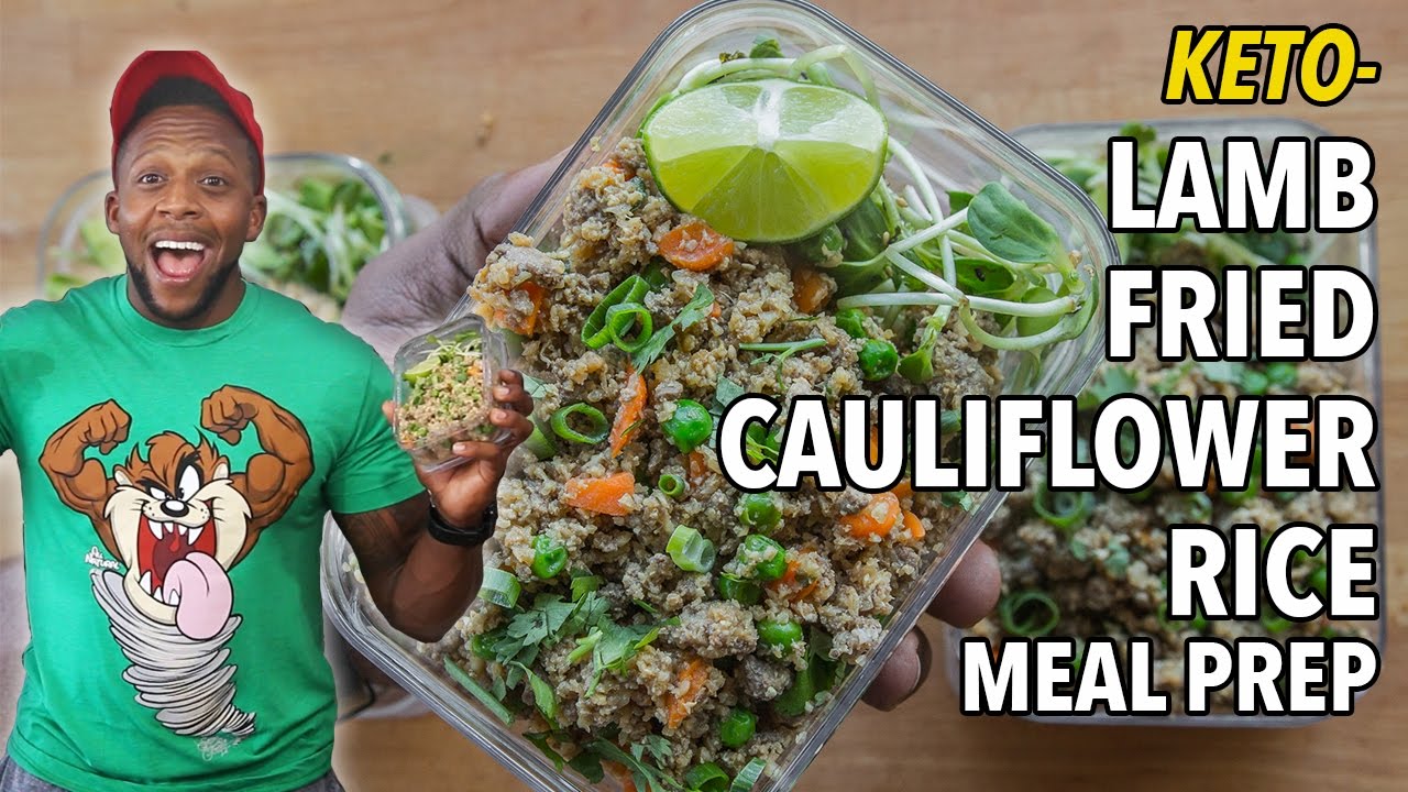 Keto Lamb Cauliflower Fried Rice Meal Prep  / Arroz Frito de Coliflor con Cordero