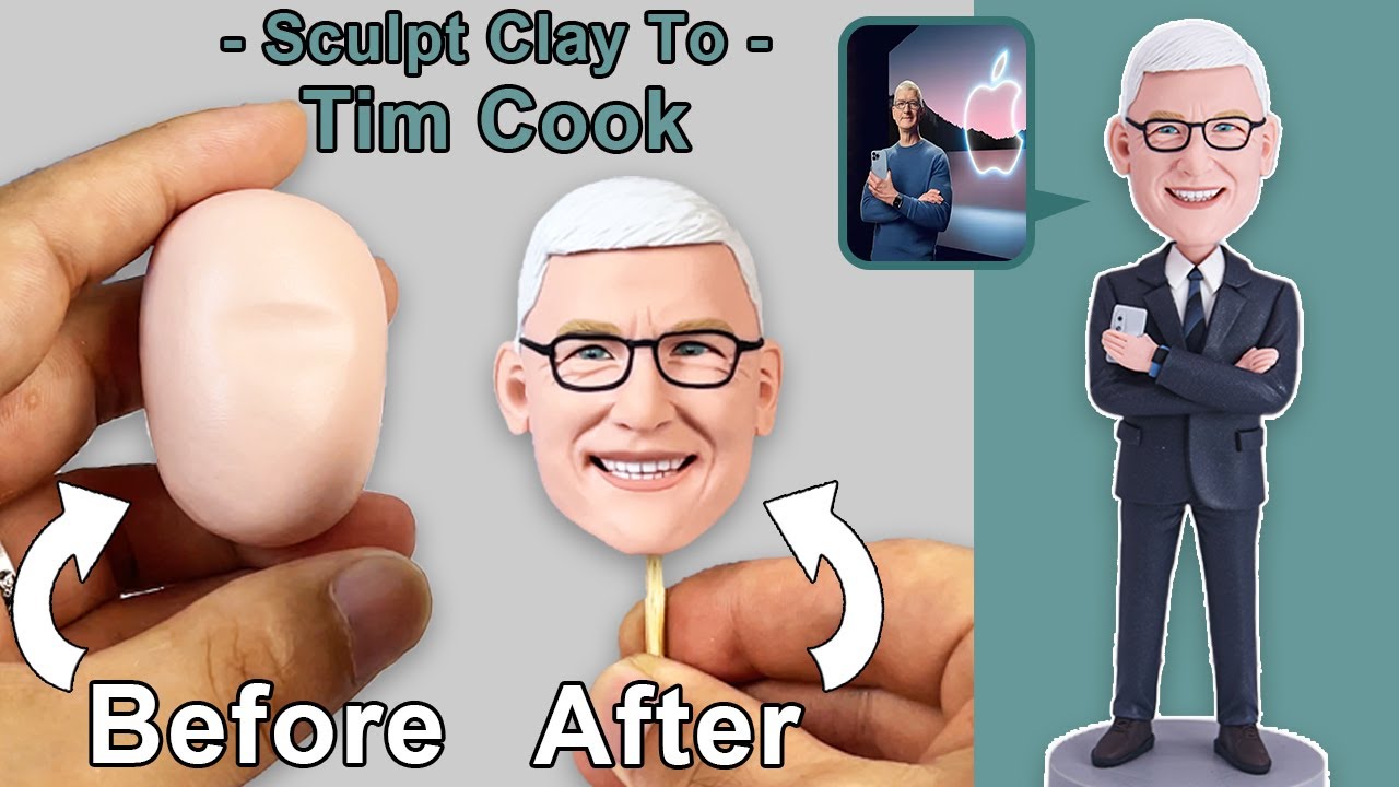 Sculpting Apple CEO Tim Cook From Polymer Clay – Handmade Custom Bobblehead Making Process Tutorial