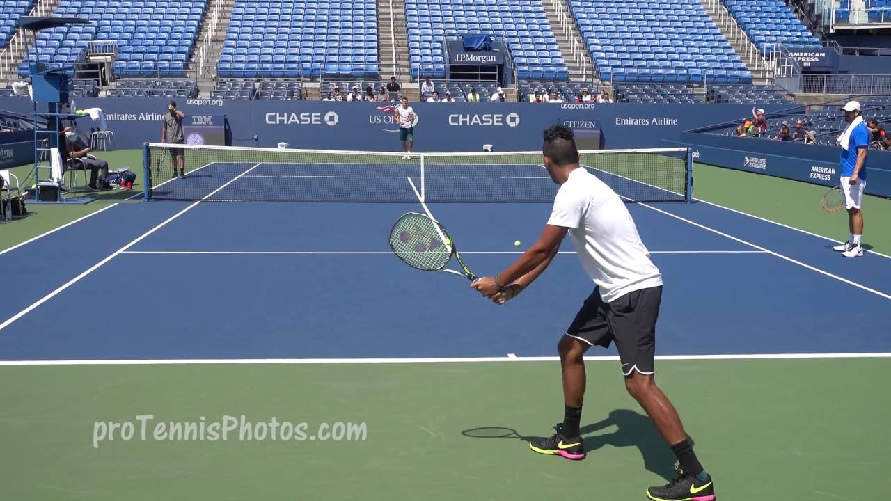 Tomic v Kyrgios, 2016 US Open practice 4K