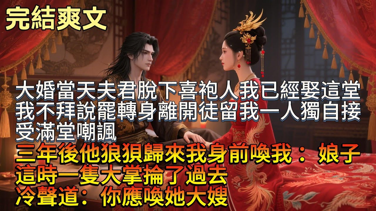大婚當天夫君脫下喜袍：人我已經娶這堂我不拜。說罷，轉身離開。徒留我一人獨自接受滿堂嘲諷。三年後，他狼狽歸來，堵在我身前，喚我“娘子”這時一只大掌掄了過去，冷聲道：你應喚她大嫂。#小說#故事#古言