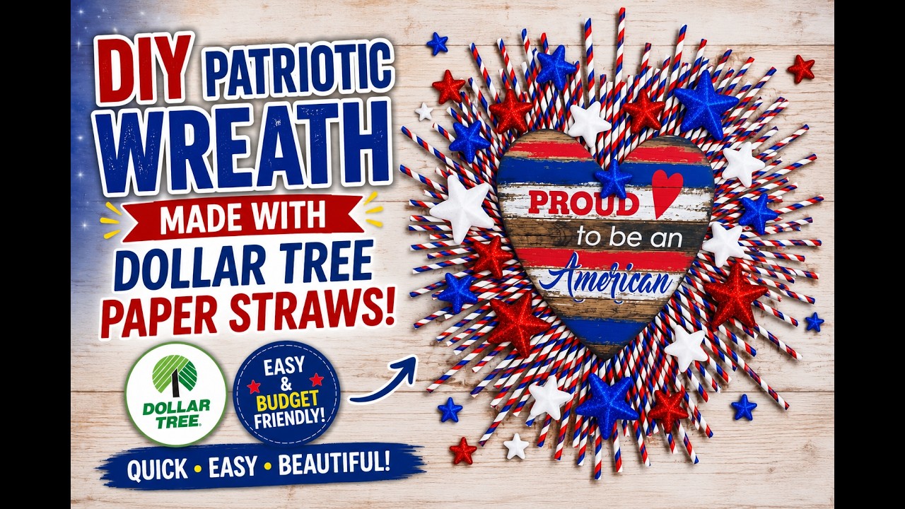 Dollar Tree Independence Day Crafts: How To Make A Paper Straw Wreath