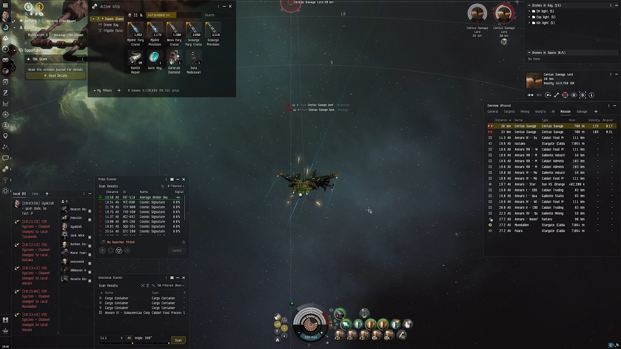 Eve Online - Level 4 mission gameplay -  The Score (Sansha) with a cheap Raven