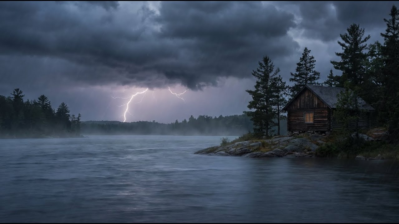 Stormy Night by the Lake | Rain, Thunder & Lightning Sounds