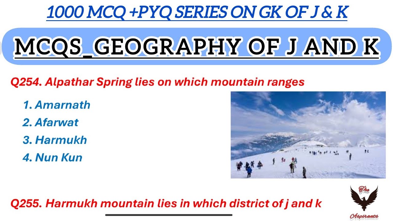Geography of J and K || 1000 MCQ Series on Gk of J & k || GK of J and K || @TheAspirants01