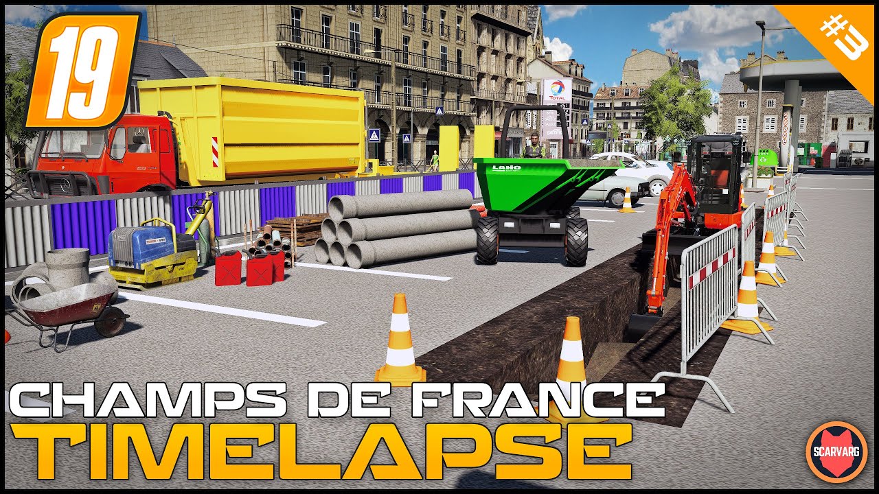 🇫🇷 Digging Hole For Pipes Using Kubota Digger - Public Works ⭐ FS19 Champs De France