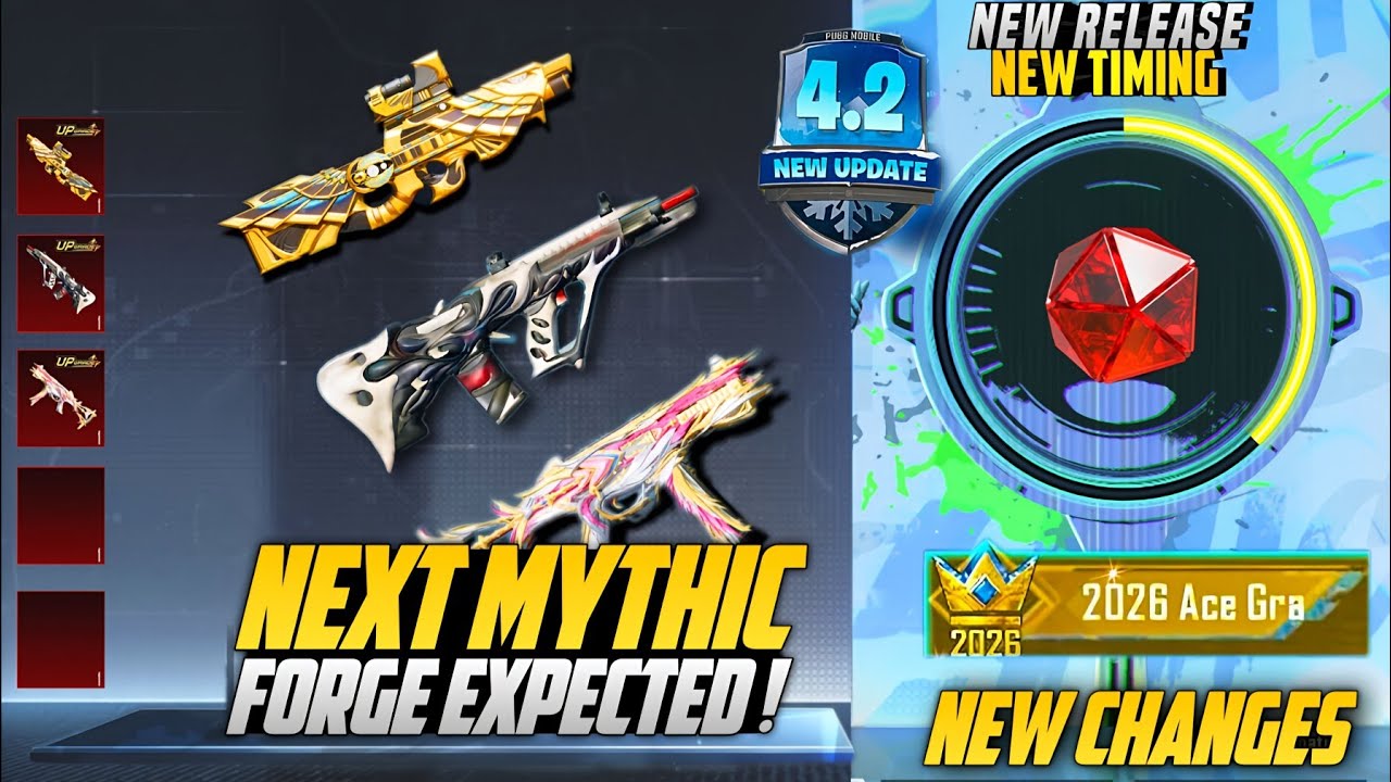 Next Mythic Forge Upgradable Guns | 7 Upgradable Expected In 4.2 Update | Free Ultimate Title |PUBGM