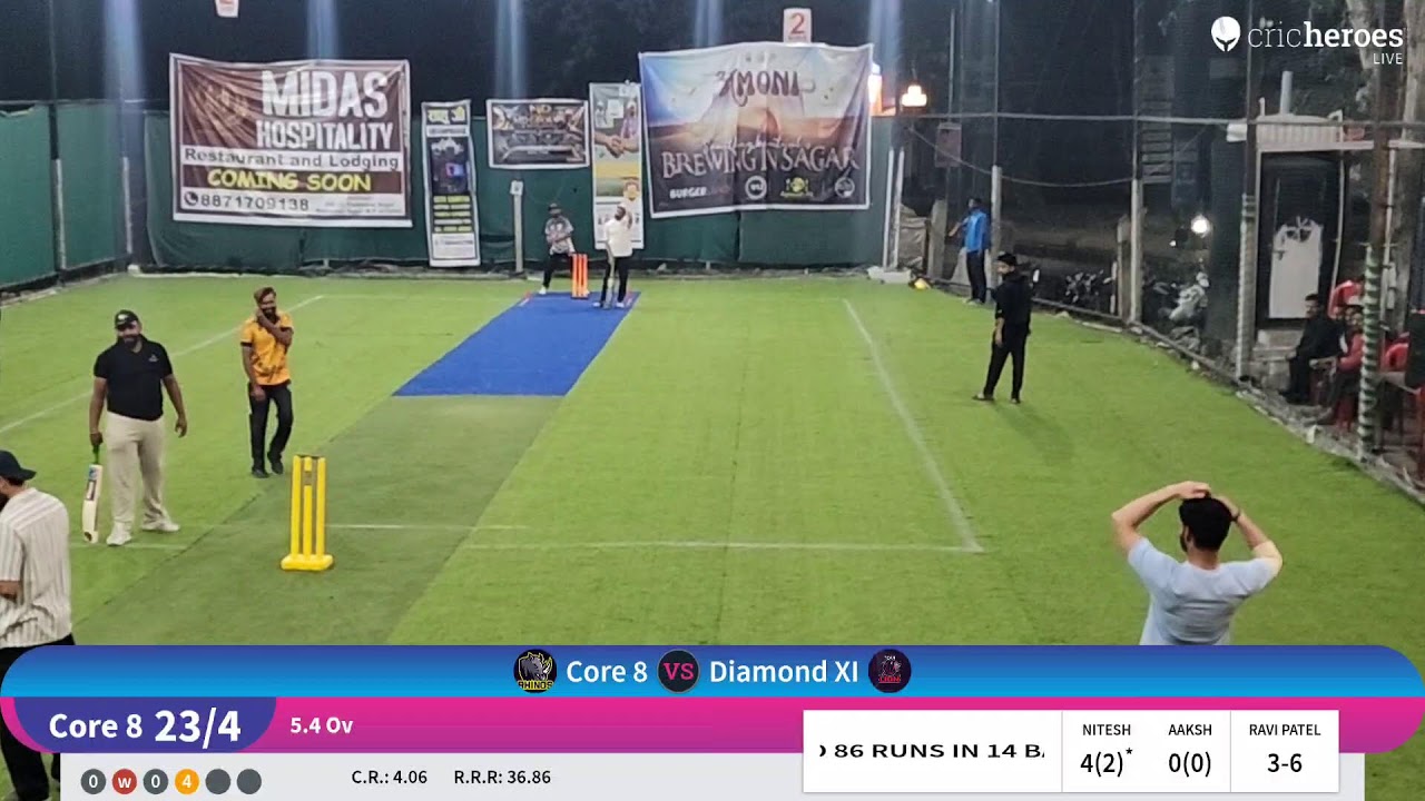 Diamond XI vs Core 8 live cricket match | MAKRONIA PREMIER LEAGUE 2.0 live - yorker turf Sagar (Mad