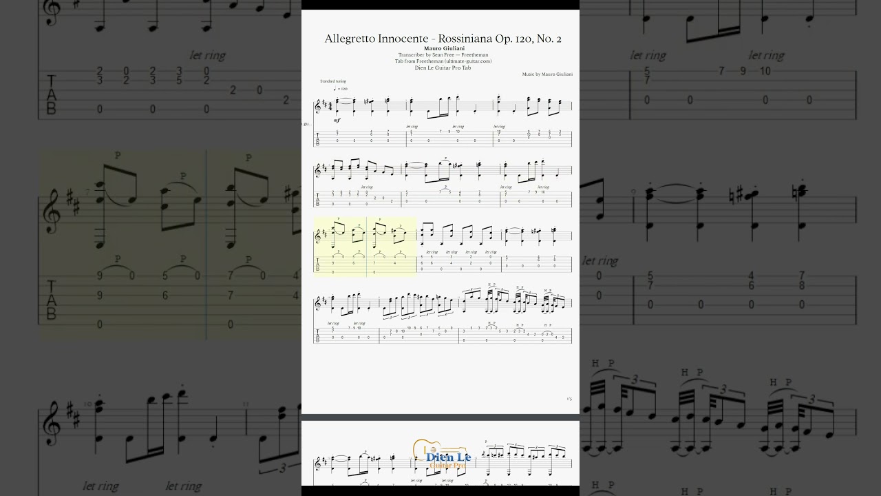 Allegretto Innocente - Rossiniana Op. 120, No. 2 (Mauro Giuliani) for Classical Guitar