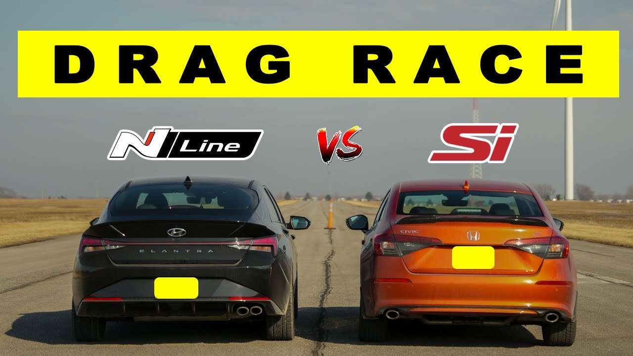 2022 Honda Civic Si vs Hyundai Elantra Nline, close but not close. Drag and Roll Race.