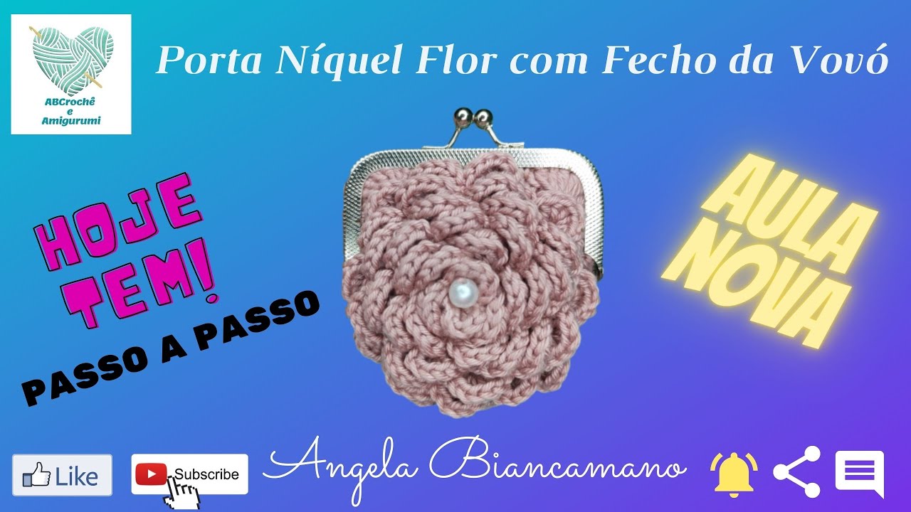 ✅🌸Porta Níquel Flor de Crochê🌸