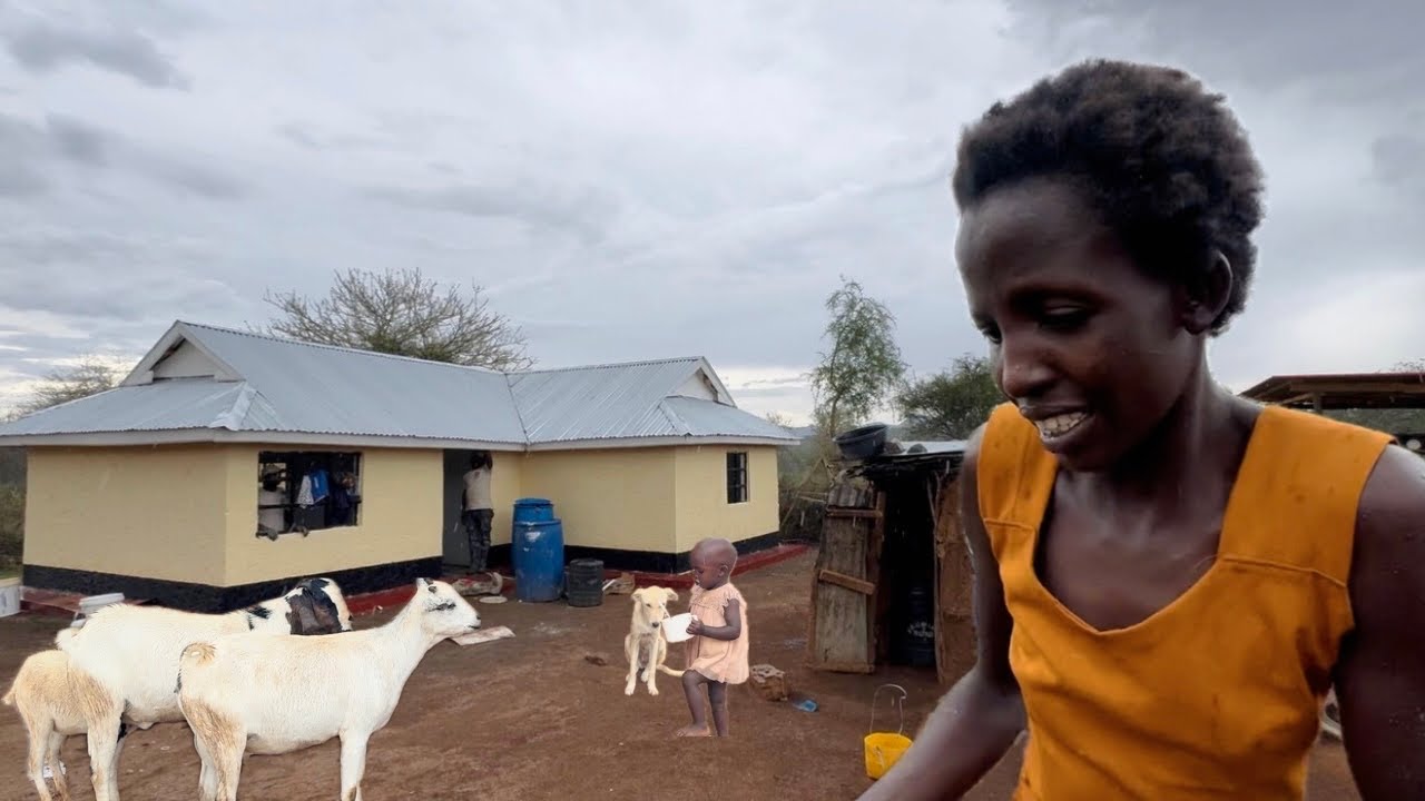 Beautiful Rainy Evening in Our African Village 🌧️ Laying the Final Tiles on Dream House+Village Food