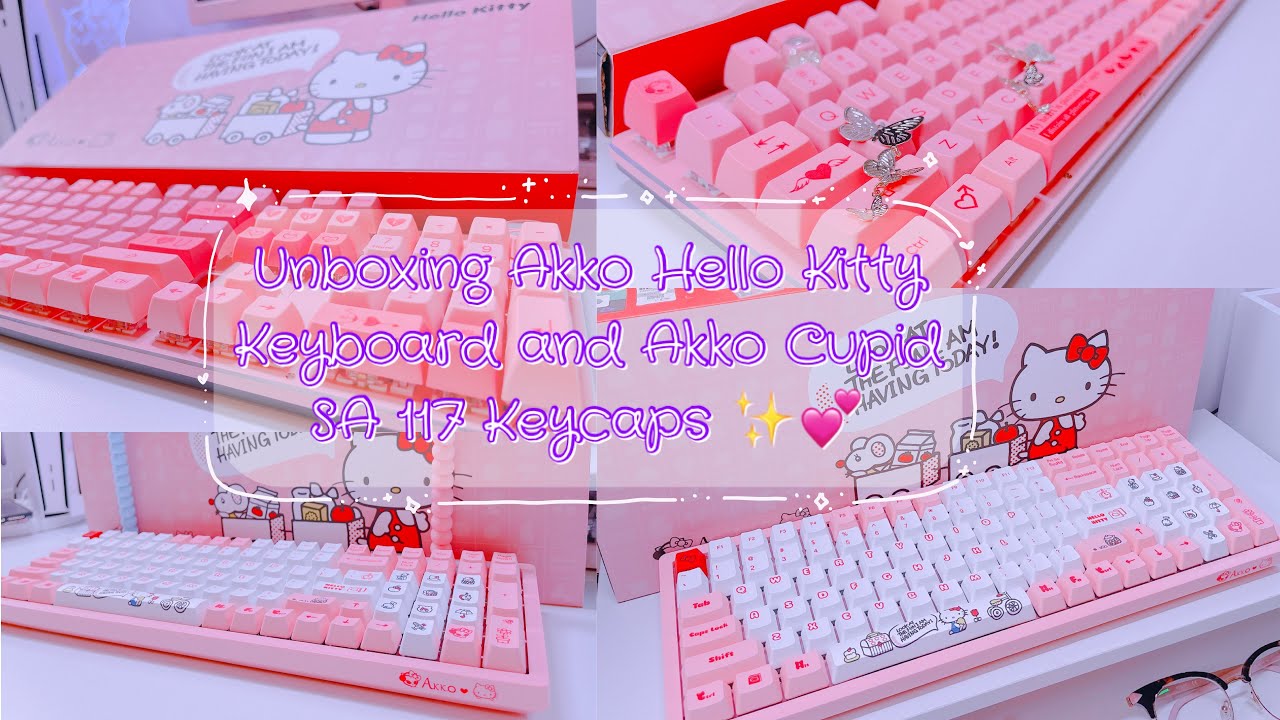 Unboxing Akko Hello Kitty Keyboard 💓 and Akko Cupid 117 Keys SA Dyesub PBT Keycaps 💕✨
