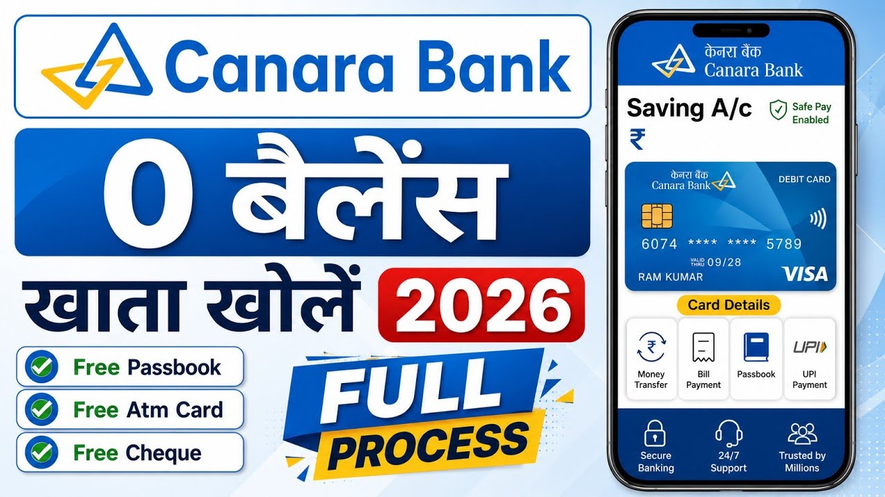 Canara Bank Zero Balance Saving Online Account Opening | How To Open Canara Bank Account online
