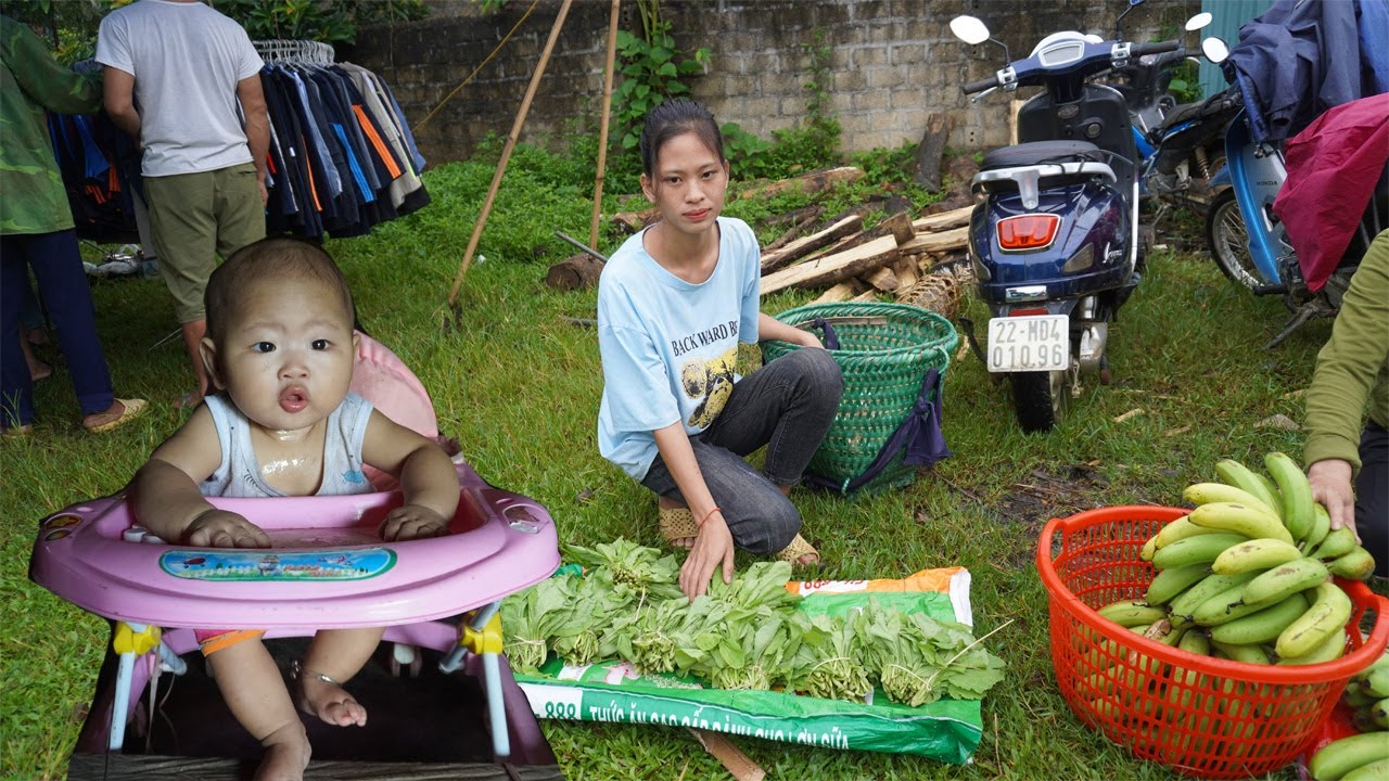 Single mom - Vegetable Garden Harvest go to market sell | Gardening - earn money to raise children