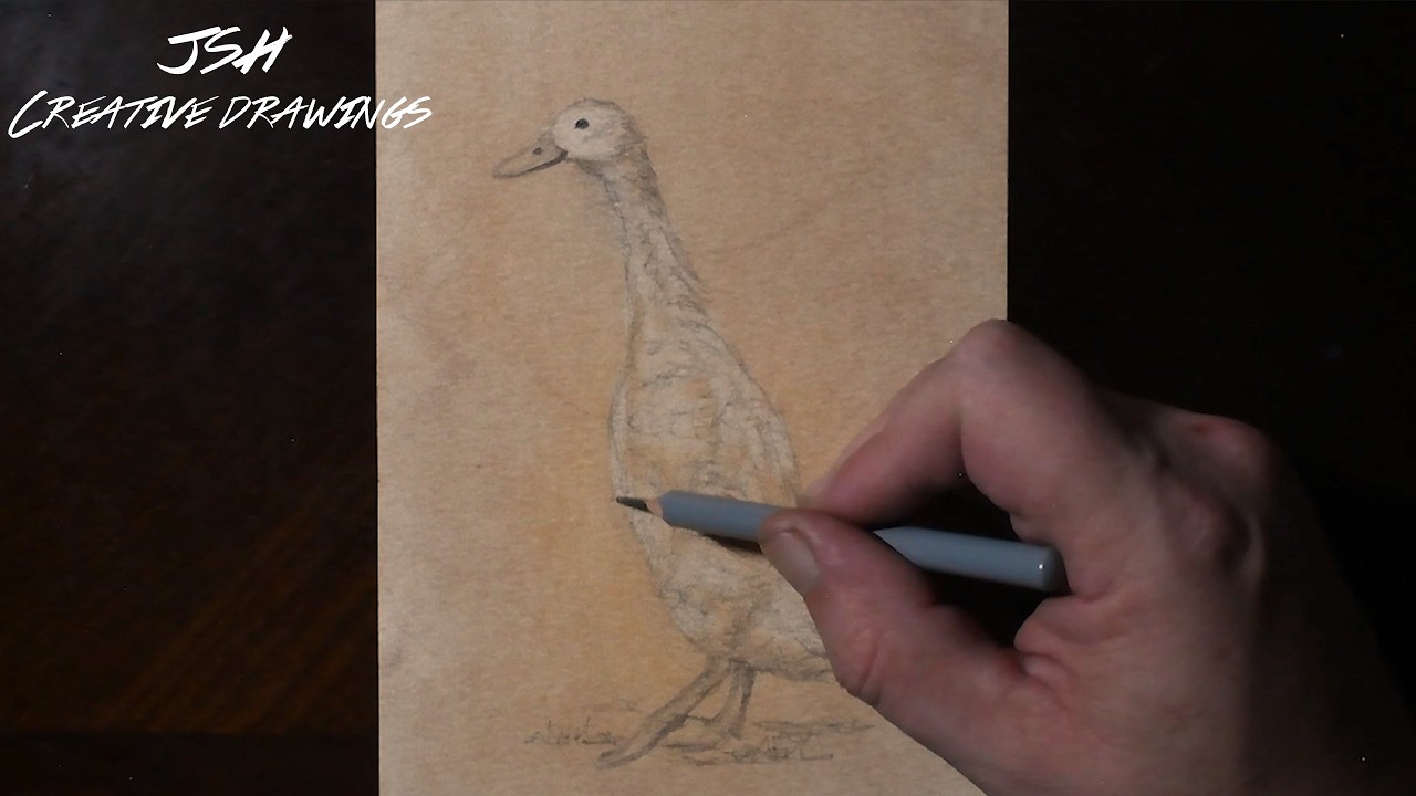 Drawing a Duck on Pastel Background.