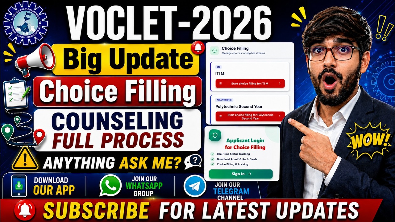VOCLET 2026 Choice Filling Started🔥Complete Counseling Full Process🚨Choice Filling Step-by-Step LIVE