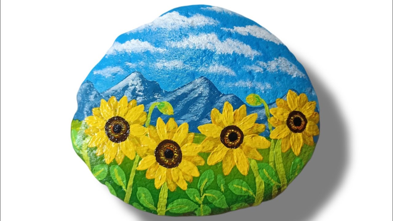 “Cómo pintar girasoles en piedra paso a paso 🌻 | Arte fácil y hermoso”  