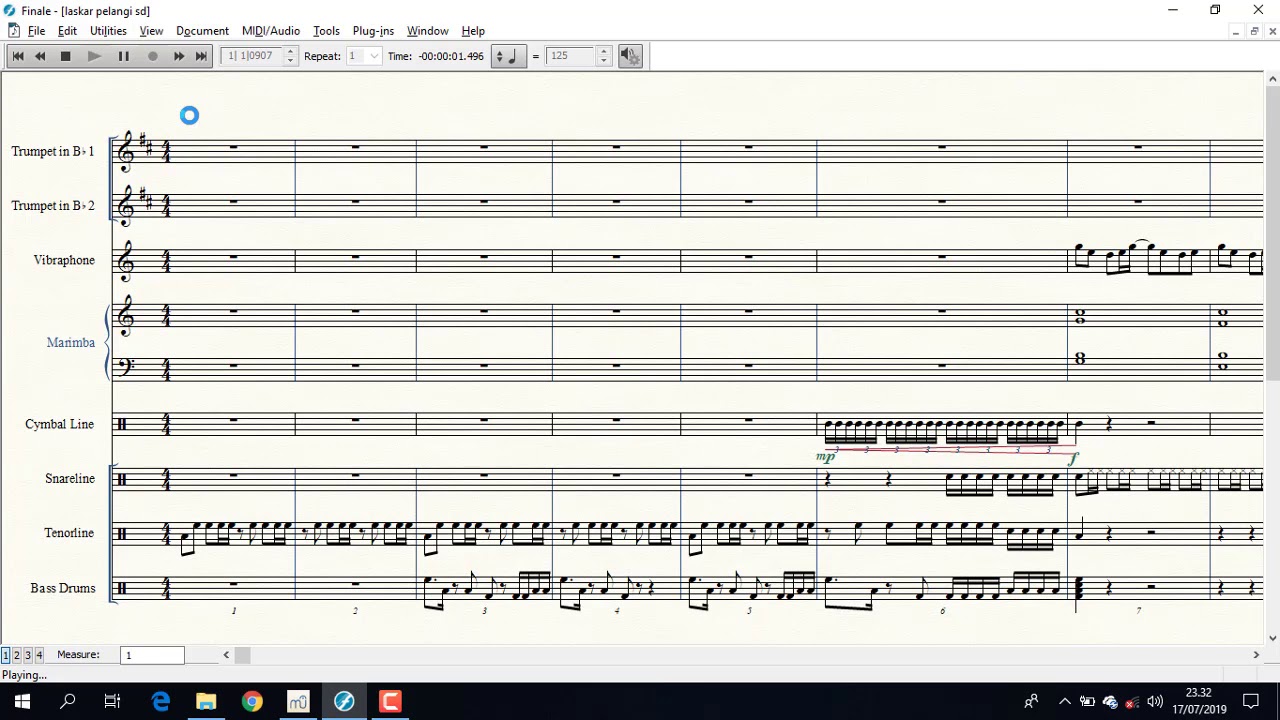 Laskar Pelangi Drum Band Score Sheet Music