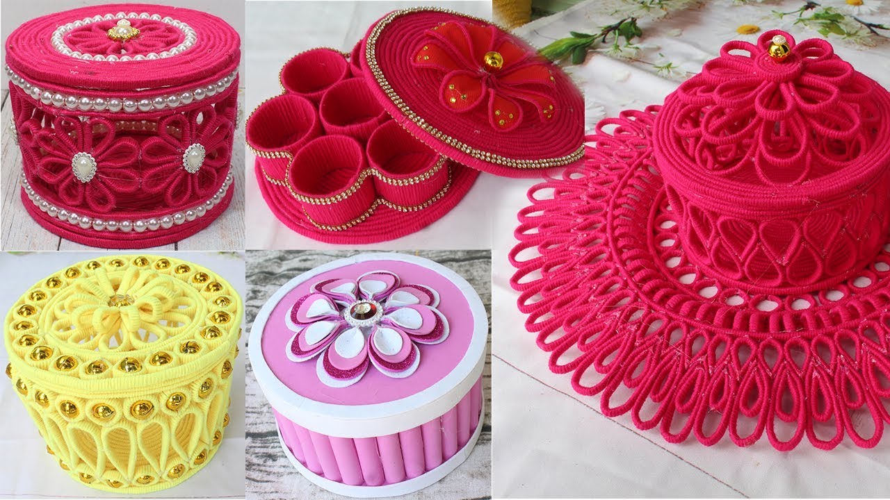 5 Beautiful jewelry box with woolen & newspaper | Diy jewelry box