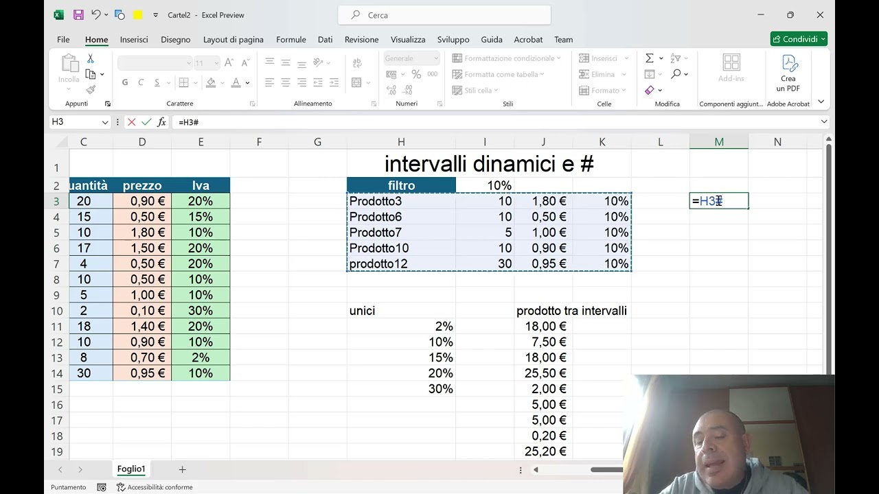 Excel: intervalli dinamici e simbolo #