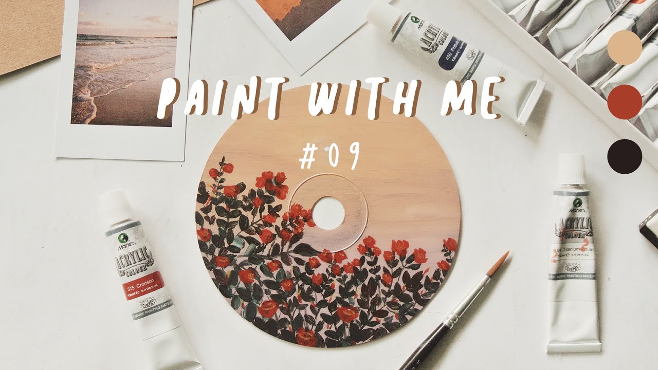 Acrylic Painting on CD | Paint With Me #09 | Simple Rose Painting Tutorial