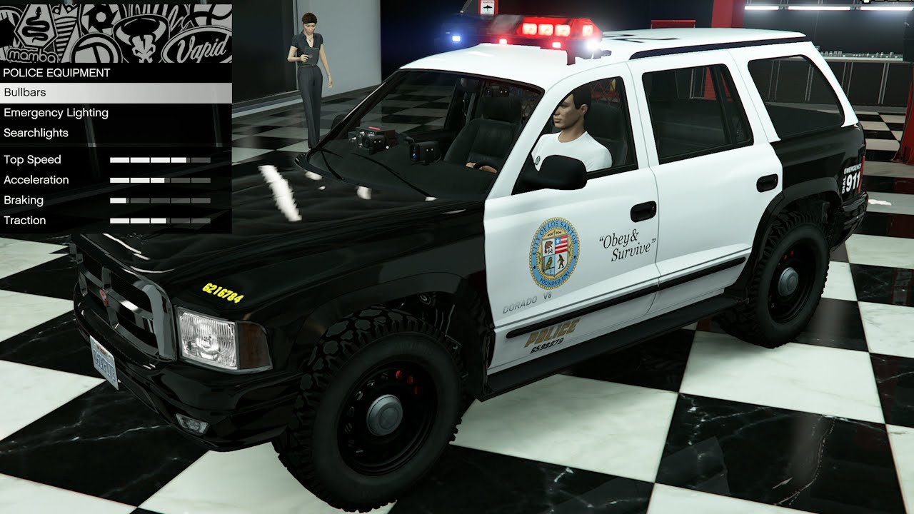 GTA 5 — DLC «Настройка транспортного средства» — Bravado Dorado Cruiser (полицейская машина Dodge...