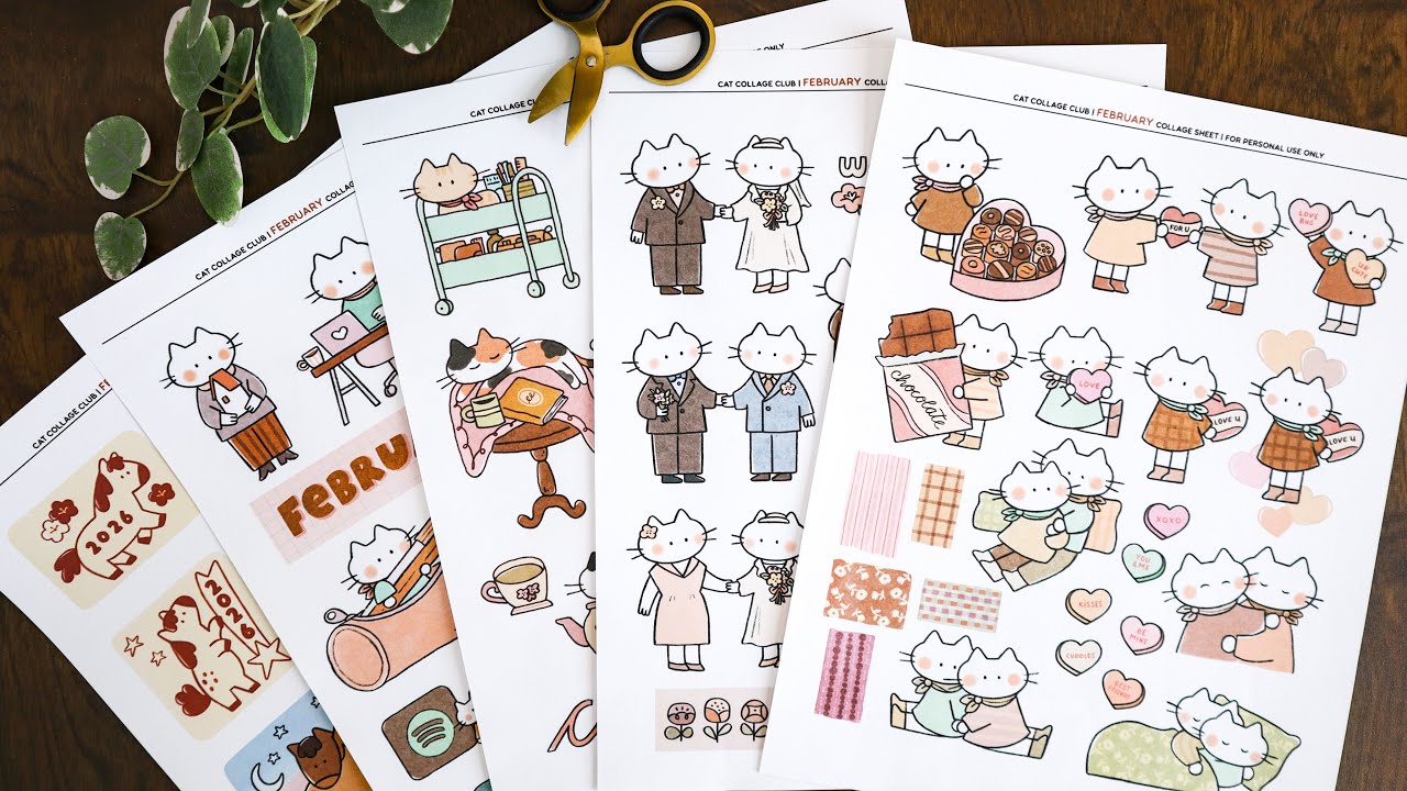 Cat Collage Club February '26 | Journal Printables For Cat Lovers
