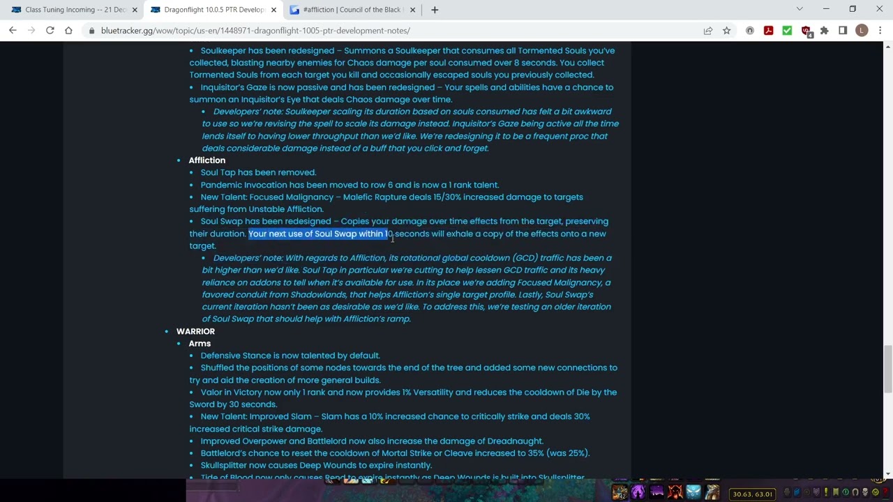 10.0 Dragonflight MAJOR changes to Affliction Warlock!